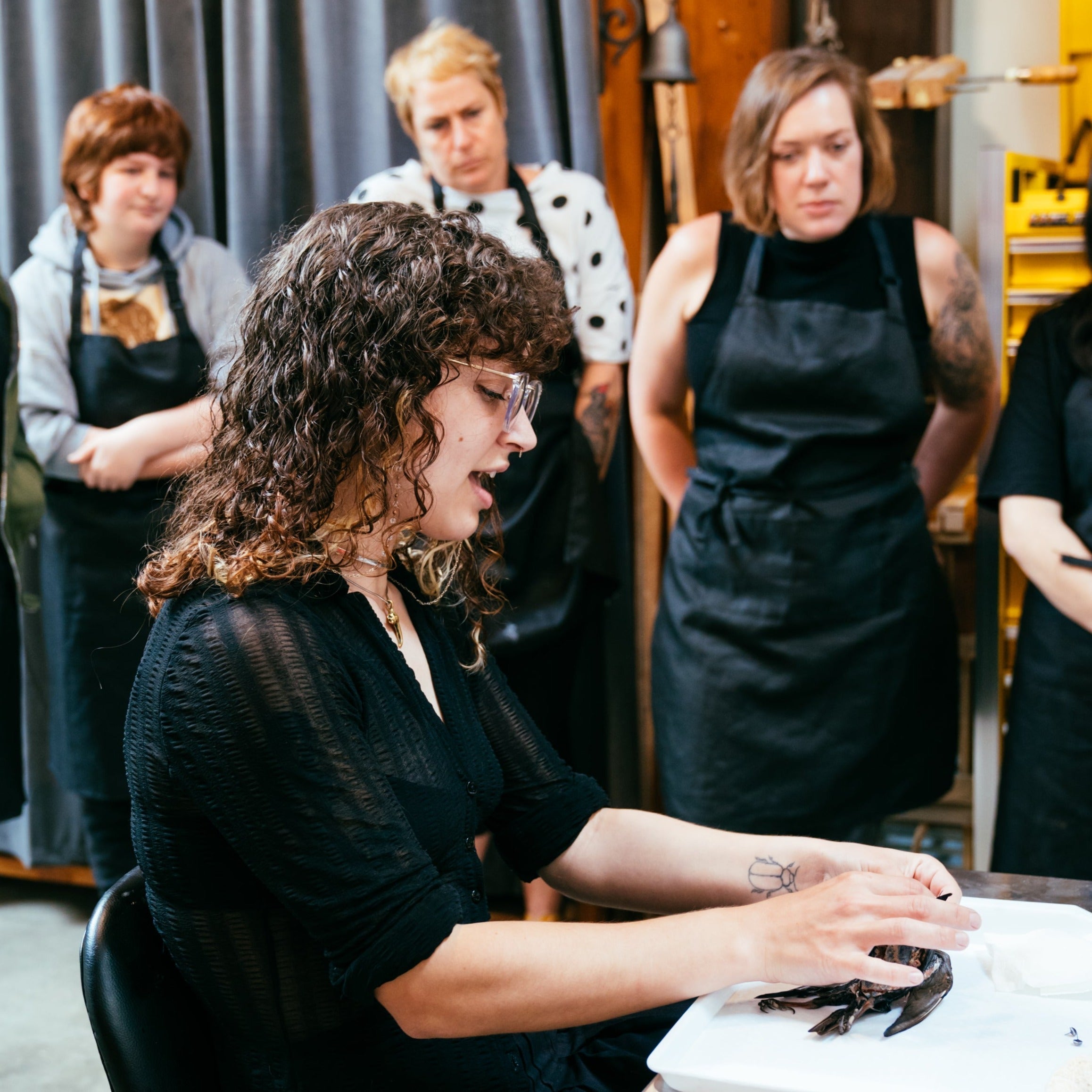 Paloma Strong - Studio Manager of Prey Taxidermy teaching Bird 101 Taxidermy Class